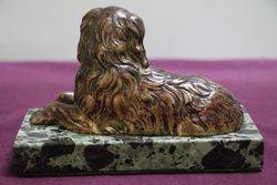 Vintage Bronze Figure of a King Charles Cavalier On a Marble Base 