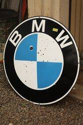 Round BMW Enamel Advertising Sign 