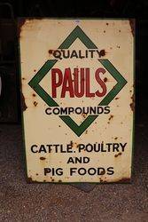 Paul's Compounds Cattle  Enamel Advertising Sign #