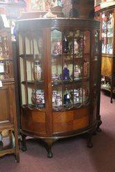 Antique Bow Front Mahogany Display Cabinet, # 