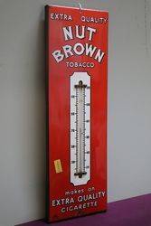 Nut Brown Tobacco Enamel Advertising Thermometer Sign 