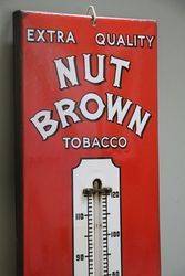 Nut Brown Tobacco Enamel Advertising Thermometer Sign 