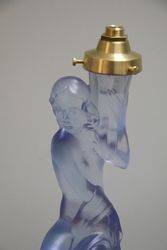 Art Deco Blue Glass Figure Lamp Base 