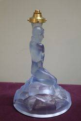 Art Deco Blue Glass Figure Lamp Base 