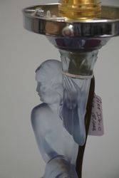 Art Deco Blue Glass Figure Table Lamp and Shade 