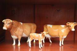 Beswick Guernsey Family Bull-Cow-Calf Designer Colin #