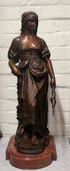 A Genuine Antique Female Bronze, Signed Marioton. #