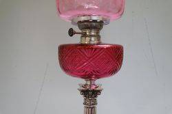 Stunning 19th Century Ruby Glass Oil Lamp 