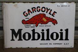 Gargoyle Mobiloil Vacuum Oil Company Double Sided Enamel Sign 