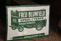 Fred Blumfield Upholster Maidenhead Enamel Advertising Sign