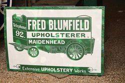 Fred Blumfield Upholster Maidenhead Enamel Advertising Sign