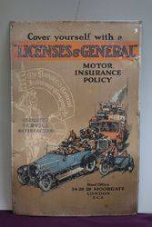 Licenses & General  Insurance Company Tin Advertising Sign #