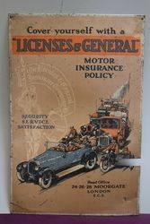 Licenses & General  Insurance Company Tin Advertising Sign #