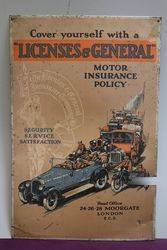 Licenses and General  Insurance Company Tin Advertising Sign 