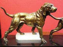 Art Deco Spelter Dog Group on Marble Base