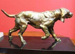 Art Deco Spelter Dog Group on Marble Base