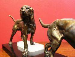 Art Deco Spelter Dog Group on Marble Base