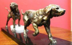 Art Deco Spelter Dog Group on Marble Base