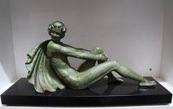 A Genuine French Art Deco Green Spelter Figure