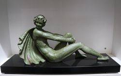 French Art Deco Green Spelter Figure