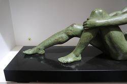 French Art Deco Green Spelter Figure