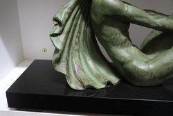 French Art Deco Green Spelter Figure