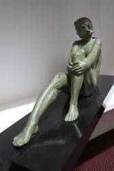 French Art Deco Green Spelter Figure