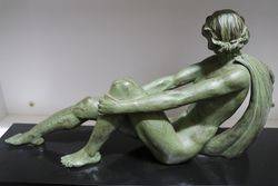 French Art Deco Green Spelter Figure