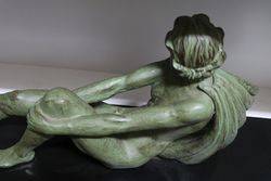 French Art Deco Green Spelter Figure