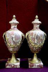 Antique Pair of French Louis XVI Style Marble Urns 