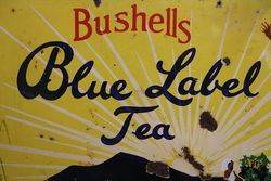 Bushells Blue Label Tea Pictorial Enamel Advertising Sign 