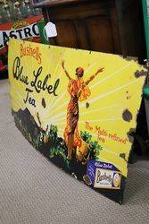 Bushells Blue Label Tea Pictorial Enamel Advertising Sign 