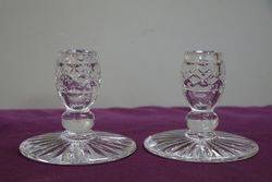 Pair Of Glass Candle sticks  