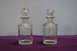 Lovely Pair Of Miniature Victorian Cut Glass Decanters. # 