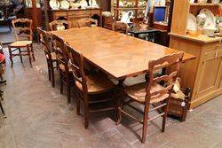 French Carved Oak Drawer Leaf Extension Table C1925