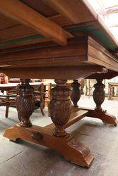 French Carved Oak Drawer Leaf Extension Table C1925