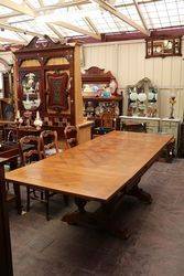 French Carved Oak Drawer Leaf Extension Table C1925