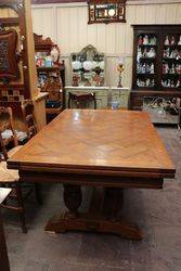 French Carved Oak Drawer Leaf Extension Table C1925