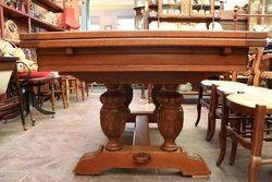 French Carved Oak Drawer Leaf Extension Table C1925