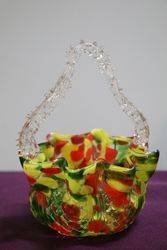 Vintage Murano Multi Colour Glass Basket 