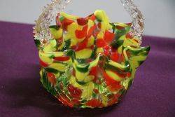 Vintage Murano Multi Colour Glass Basket 