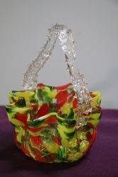 Vintage Murano Multi Colour Glass Basket 