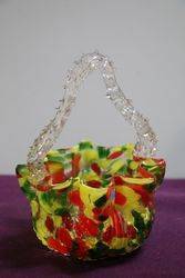 Vintage Murano Multi Colour Glass Basket 