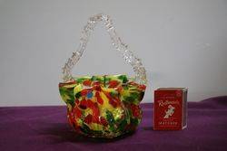Vintage Murano Multi Colour Glass Basket 