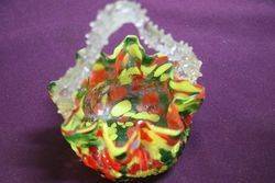 Vintage Murano Multi Colour Glass Basket 