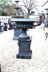Large Sienna Cast Iron Urn and  Base.