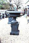 Large Sienna Casrt Iron Urn and  Base