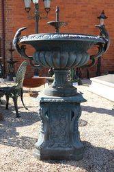 Medium Sienna Cast Iron Urn On Base 