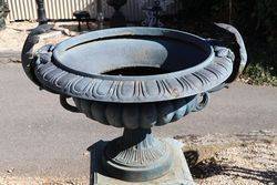 Small Sienna Cast Iron Urn On Base 