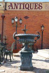 Small Sienna Cast Iron Urn On Base 